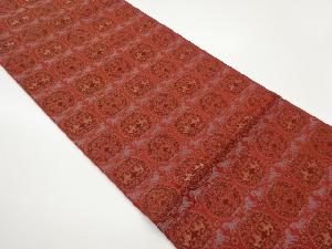 向かい鳥獣連珠文模様織出し袋帯